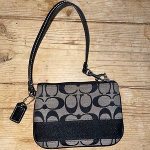 Coach grey and black wristlet pouch